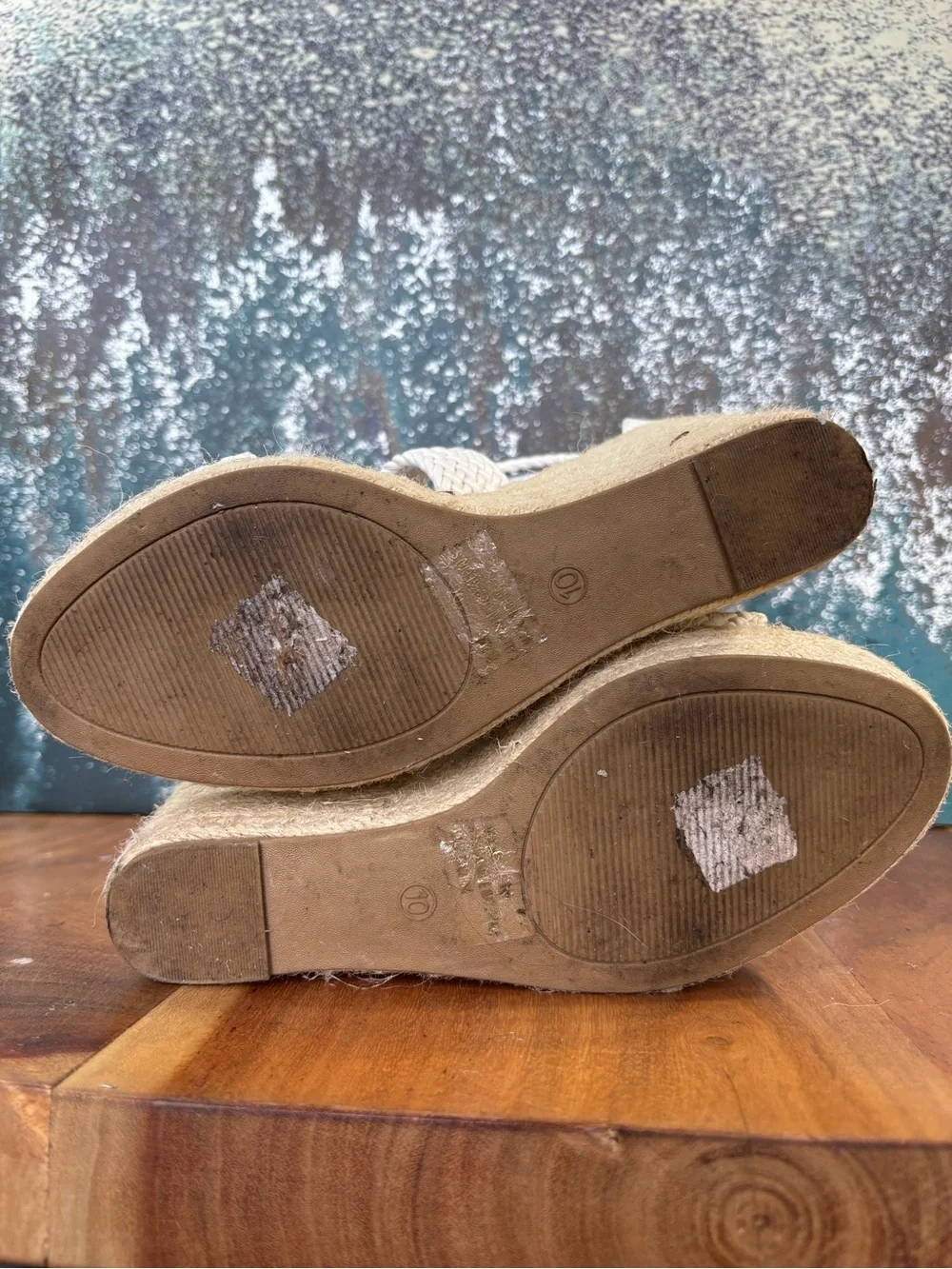 Charlotte Russe 2010s Coastal Chic Braided Espadrille Chunky Wedge Sandals Cream